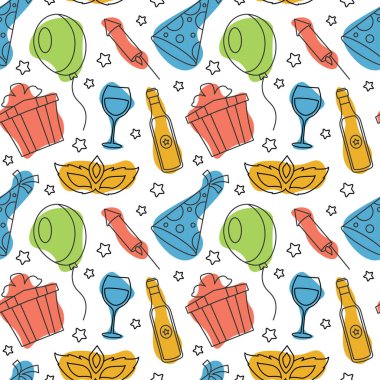 Yeni yılın kutlu olsun 2024 Kusursuz Düzen Çizimi Elementlerin Dekorasyonu Yeni Yıl Arkaplanı