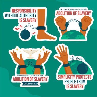 Abolition of Slavery Label Flat Cartoon Hand Drawn Templates Background Illustration clipart