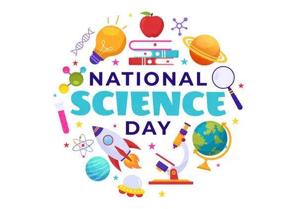 National Science Day Vector Illustration February Related Chemical Liquid Scientific — Stock Vector