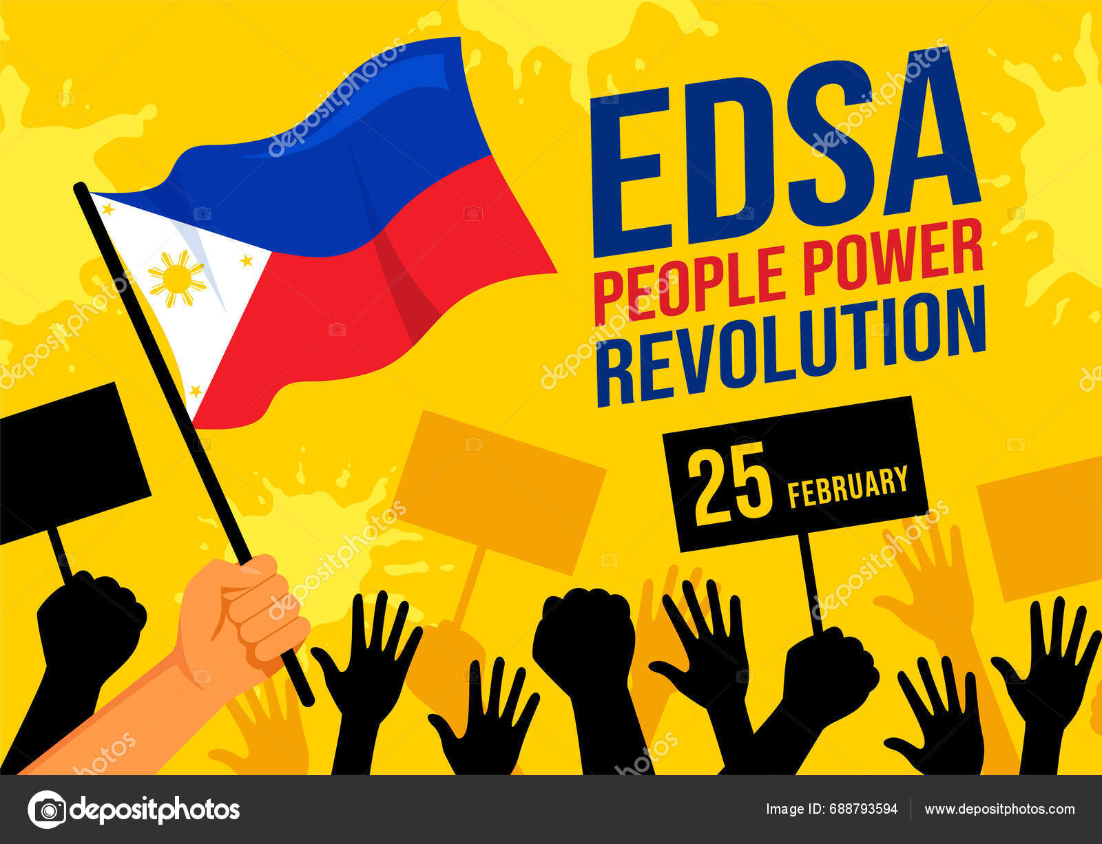 Edsa people power revolution anniversary philippine vector illustration
