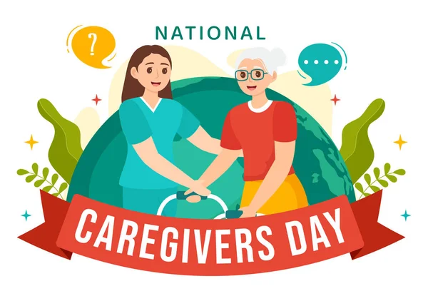 stock vector National Caregivers Day Vector Illustration on February 16th to Provide Selfless Personal Care and Physical Support in Healthcare Flat Background