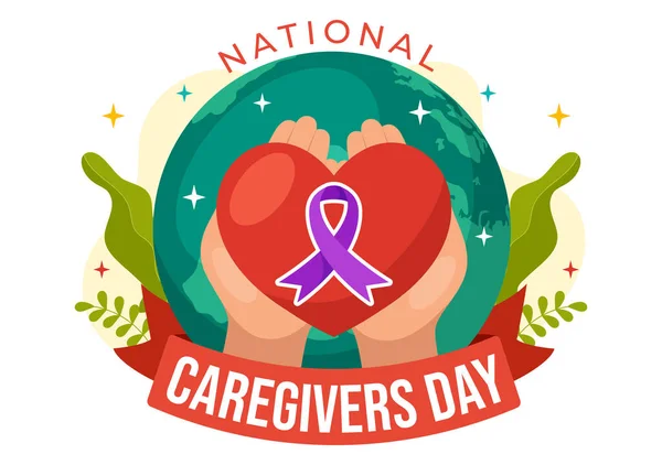 stock vector National Caregivers Day Vector Illustration on February 16th to Provide Selfless Personal Care and Physical Support in Healthcare Flat Background