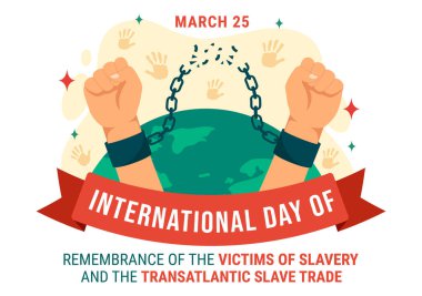 Uluslararası Kölelik Kurbanlarını Anma Günü ve İnsan Kaçakçılığına Karşı Transatlantik Köle Vektör Tasarımı İllüstrasyonu