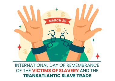 Uluslararası Kölelik Kurbanlarını Anma Günü ve İnsan Kaçakçılığına Karşı Transatlantik Köle Vektör Tasarımı İllüstrasyonu