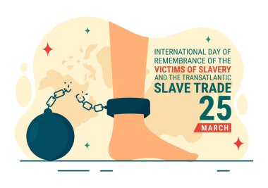 Uluslararası Kölelik Kurbanlarını Anma Günü ve İnsan Kaçakçılığına Karşı Transatlantik Köle Vektör Tasarımı İllüstrasyonu