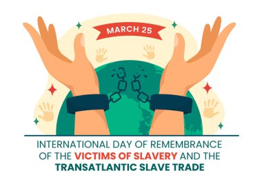 Uluslararası Kölelik Kurbanlarını Anma Günü ve İnsan Kaçakçılığına Karşı Transatlantik Köle Vektör Tasarımı İllüstrasyonu