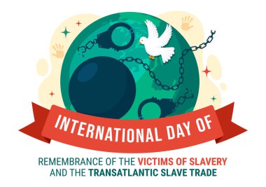 Uluslararası Kölelik Kurbanlarını Anma Günü ve İnsan Kaçakçılığına Karşı Transatlantik Köle Vektör Tasarımı İllüstrasyonu