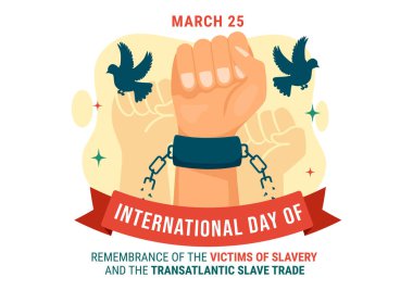 Uluslararası Kölelik Kurbanlarını Anma Günü ve İnsan Kaçakçılığına Karşı Transatlantik Köle Vektör Tasarımı İllüstrasyonu