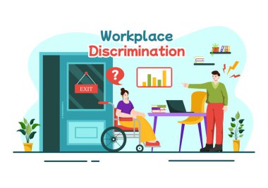 Eşit İstihdam Fırsatı İçin Cinsel Taciz ve Engelli Çalışanların İşyeri Ayrımcılığı Vektör Tasarımı İllüstrasyonu