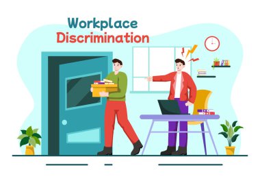 Eşit İstihdam Fırsatı İçin Cinsel Taciz ve Engelli Çalışanların İşyeri Ayrımcılığı Vektör Tasarımı İllüstrasyonu
