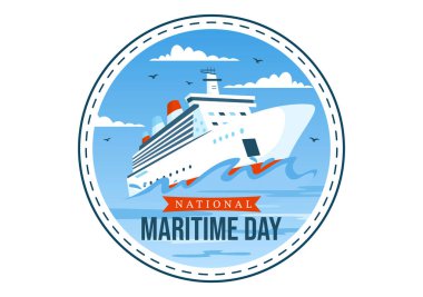Denizcilik Günü Deniz ve Gemi Taşımacılık Güvenliği ve Güvenliği ve Deniz Çevresi Deniz Kutlama Tasarımı İllüstrasyonuyla Dünya Denizcilik Günü
