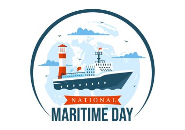 Denizcilik Günü Deniz ve Gemi Taşımacılık Güvenliği ve Güvenliği ve Deniz Çevresi Deniz Kutlama Tasarımı İllüstrasyonuyla Dünya Denizcilik Günü
