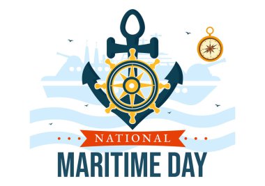 Denizcilik Günü Deniz ve Gemi Taşımacılık Güvenliği ve Güvenliği ve Deniz Çevresi Deniz Kutlama Tasarımı İllüstrasyonuyla Dünya Denizcilik Günü