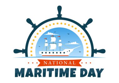 Denizcilik Günü Deniz ve Gemi Taşımacılık Güvenliği ve Güvenliği ve Deniz Çevresi Deniz Kutlama Tasarımı İllüstrasyonuyla Dünya Denizcilik Günü