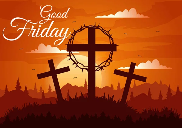 Счастливая Страстная Пятница Векторная Иллюстрация Христианским Праздником Распятия Иисуса Христа Векторная Графика