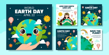 Dünya Günü Sosyal Medya Düz Çizgi El Çizim Şablonları Arkaplan Resimleri