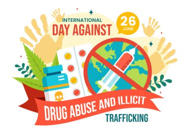 Düz Arkaplanda Uyuşturucu ve İlaçlardan Kaçınmak İçin Uyuşturucu Karşıtı Uyuşturucu İle Yasadışı Kaçakçılığa Karşı Uluslararası Gün