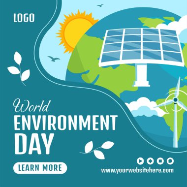 Çevre Günü Sosyal Medya İllüstrasyon Düz Çizgi El Çizim Şablonları Arkaplan
