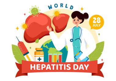 Dünya Hepatit Günü Hasta Hastalıklı Karaciğer, Kanser ve Siroz Çizgi Film Tasarımı Tarihi 28 Temmuz