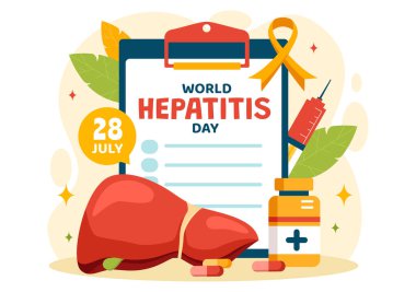 Dünya Hepatit Günü Hasta Hastalıklı Karaciğer, Kanser ve Siroz Çizgi Film Tasarımı Tarihi 28 Temmuz