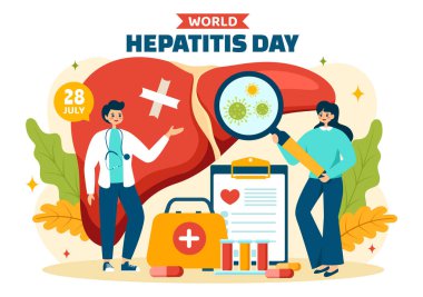 Dünya Hepatit Günü Hasta Hastalıklı Karaciğer, Kanser ve Siroz Çizgi Film Tasarımı Tarihi 28 Temmuz