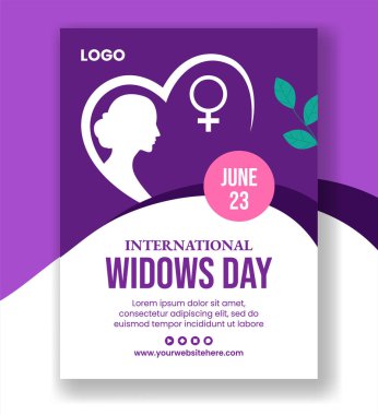 Widows Day Vertical Poster Flat Cartoon Hand Drawn Templates Background Illustration clipart