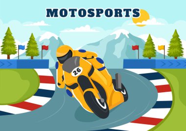 Yarış Motosport Hız Motoru Vektör Rekabet veya Şampiyonluk Yarışması Çizgi Film Arkaplanında Spor Giyim ve Ekipman Giyme