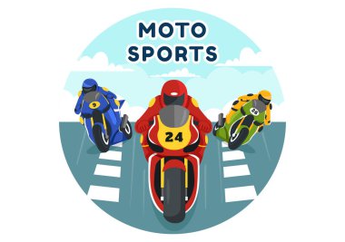 Yarış Motosport Hız Motoru Vektör Rekabet veya Şampiyonluk Yarışması Çizgi Film Arkaplanında Spor Giyim ve Ekipman Giyme