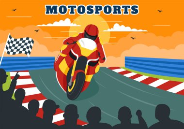 Yarış Motosport Hız Motoru Vektör Rekabet veya Şampiyonluk Yarışması Çizgi Film Arkaplanında Spor Giyim ve Ekipman Giyme