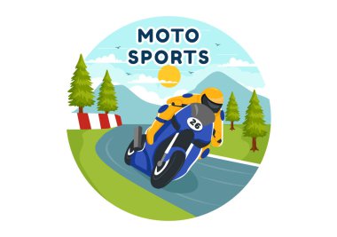 Yarış Motosport Hız Motoru Vektör Rekabet veya Şampiyonluk Yarışması Çizgi Film Arkaplanında Spor Giyim ve Ekipman Giyme
