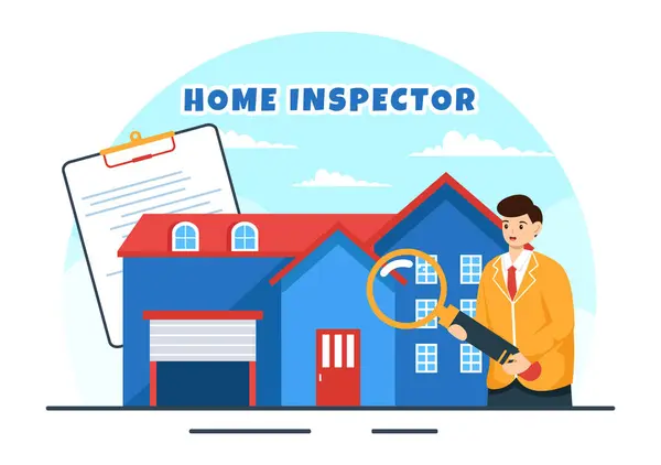 Home Inspector Vector Illustration Checks Condition House Writes Report Maintenance Grafik Vektor