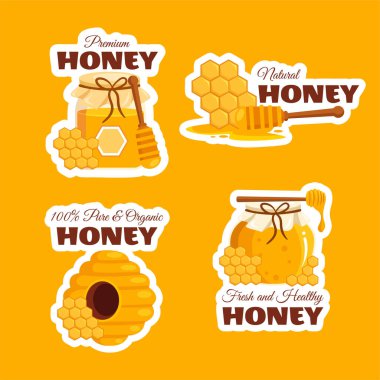 Bal Mağazası Etiketi Düz Çizim El Şablonları Çizim Arkaplan Çizimi