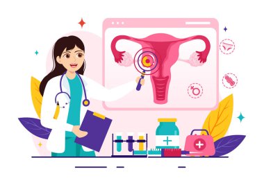 Endometriyozis Vector Illustration with Condition the Endometrium Grows out in the Uterine Wall in Women for Treatment in Flat Cartoon Background