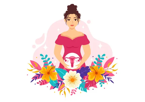 Endometriosis Vector Illustration Condition Endometrium Grows Uterine Wall Women Treatment Stok Vektor Bebas Royalti