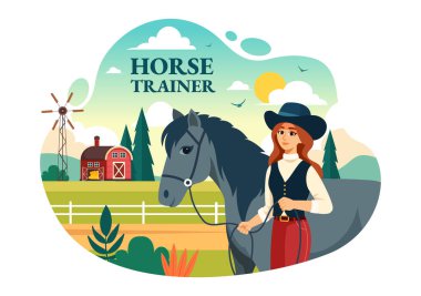 Equestrian Spor Atı Eğitmeni Eğitmeni Eğitmeni Eğitimi, Binicilik Dersleri ve Koşan Atlar Çizgi Film Tasarımı