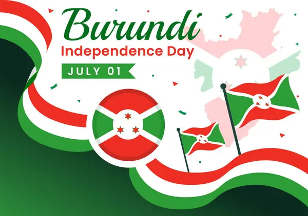 stock vector Happy Burundi Independence Day Vector Illustration on 1 July with Waving Flag and Ribbon in National Holiday Flat Cartoon Background