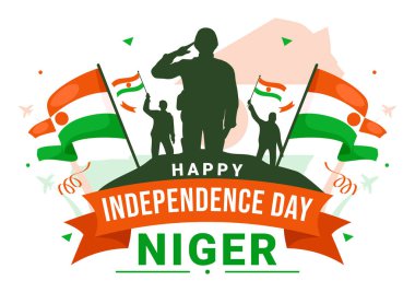 Happy Niger Independence Day Vector Illustration on 3 August with Waving Flag and Country Public Holiday in Flat Cartoon Background Design clipart
