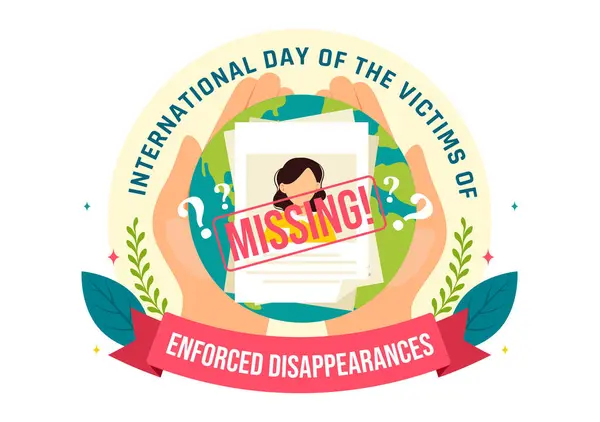 stock vector International Day of the Victims of Enforced Disappearances Vector Illustration on August 30 with Missing Person or Lost People in Flat Background