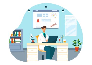 Düz Çizgi Film Biçiminde Sınıfta Ders Dinleyen ve Öğrenen Öğrencilerle Tıp Fakültesi Seçmen İllüstrasyonu