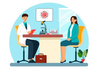 Yardımcı Üretim Teknolojisi, Test Tüpü Döllenmesi veya Çizgi Film Arkaplanda Yumurta Hücresi içeren Üreme Kliniği Vektör İlülasyonu