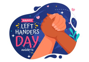 Happy Left Handers Day Celebration Vector Illustration with Raising Awareness of Pride in Being Left Handed in Flat Style Cartoon Background clipart