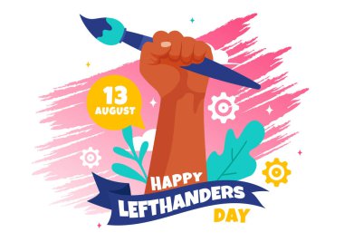 Happy Left Handers Day Celebration Vector Illustration with Raising Awareness of Pride in Being Left Handed in Flat Style Cartoon Background clipart