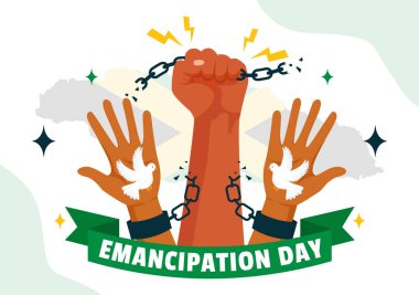 Ulusal Bayram Düz Arkaplanda Sallanan Bayrak ve Vatanseverlik Teması ile Jamaika Kurtuluş Günü 'nün vektör ilüstrasyonu