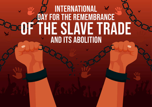 Vector illustration for International Day of the Remembrance of the Slave Trade and its Abolition, Featuring a Handcuff and a Dove in the Background