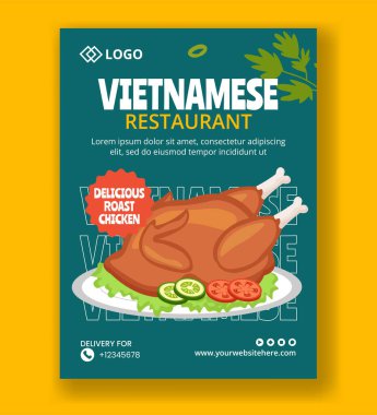 Vietnam Gıda Dikey Posteri Düz Çizim El Şablonları Çizim Arkaplan Çizimi