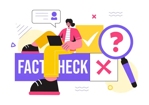 stock vector Fact or Fake Check News Vector Illustration with Myths vs Facts for Thorough Verification and Evidence Comparison in a Flat Cartoon Style Background