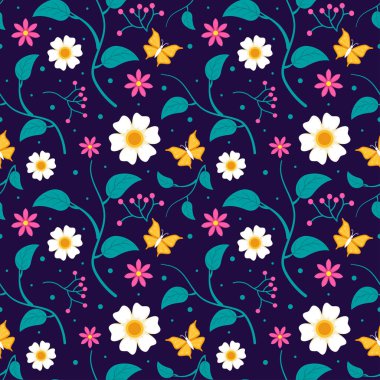 Çiçeksiz Desen Tasarım Çizim Şablonu Çiçek Açan Dallar ve Yaprak Çiçeği El Çizimi Çizimi Çizim Şablonu