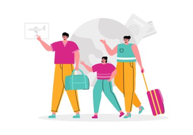 Göçmenlik Danışmanı Vektör İllüstrasyonu, Düz Çizgi Film Arkaplanını Taşımayı Planlayan Halka Tavsiye Verme Danışmanı