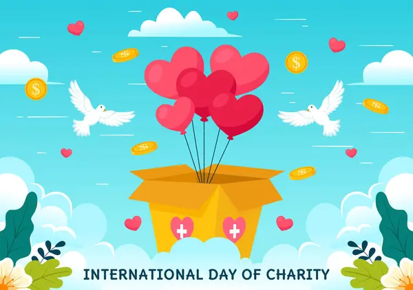 stock vector Vector Illustration for International Day of Charity on September 5th with a Donation Package, Love Concept Background by Volunteer in Flat Cartoon