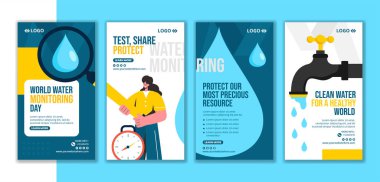 Su İzleme Günü Sosyal Medya Hikayeleri Düz Çizgi Film El Şablonları Çizim Arkaplan Resimleri